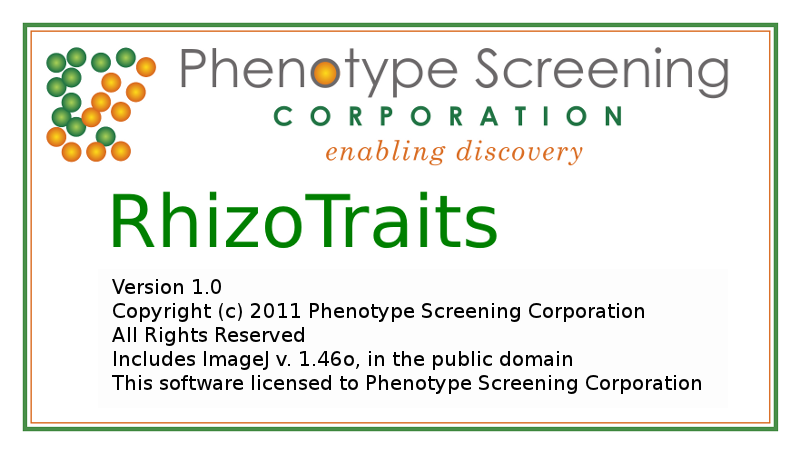 Phenotype Screening Corporation RhizoTraits Splash Screen